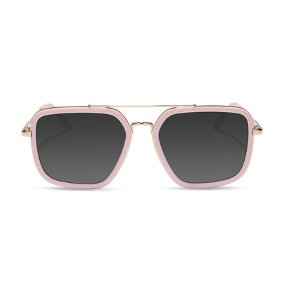 diff eyewear featuring the jordan navigator prescription sunglasses with a powder pink and gold frame front view