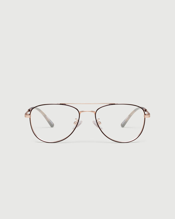 Coffee::Julius Eyeglasses pilot brown metal front