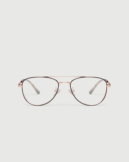 Coffee::Julius Eyeglasses pilot brown metal front