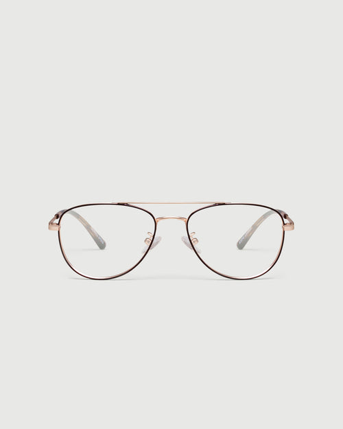 Coffee::Julius Eyeglasses pilot brown metal front