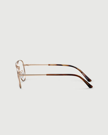 Coffee::Julius Eyeglasses pilot brown metal side