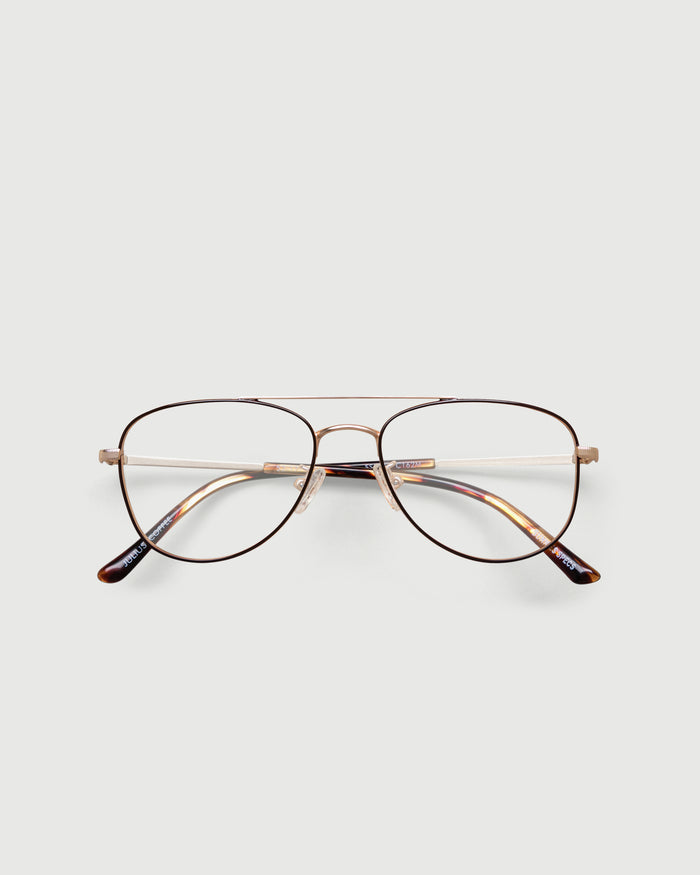 Coffee::Julius Eyeglasses pilot brown metal top