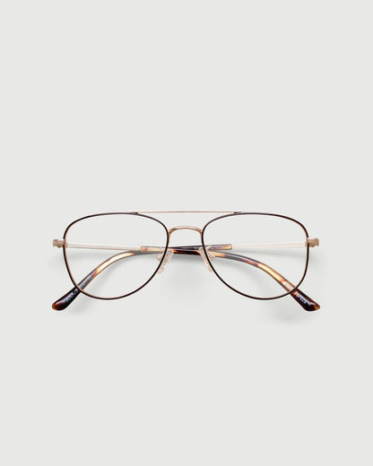 Coffee::Julius Eyeglasses pilot brown metal top