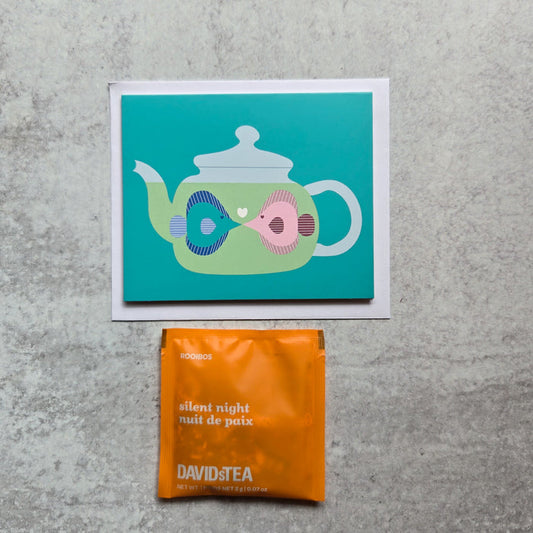 Kissing Fish Greeting Card + Tea Bag