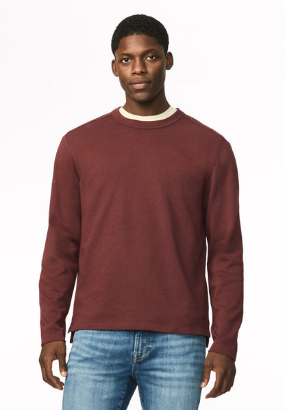 Kitchell Men's Ribbed Long Sleeve Top, Red Mahogany - BM24973