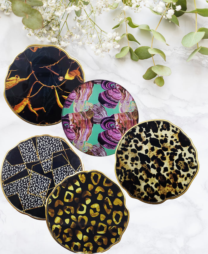 Kitchen Life Glass Coaster Set Of 6 - Black
