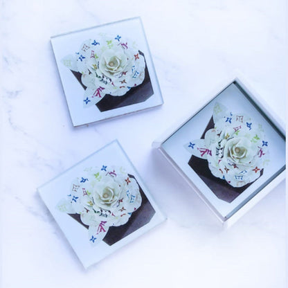 Kitchen Life LV Coaster Set Of 4 - White