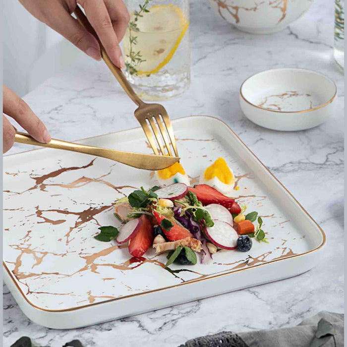 Kitchen Life Square Dinner Plate - White