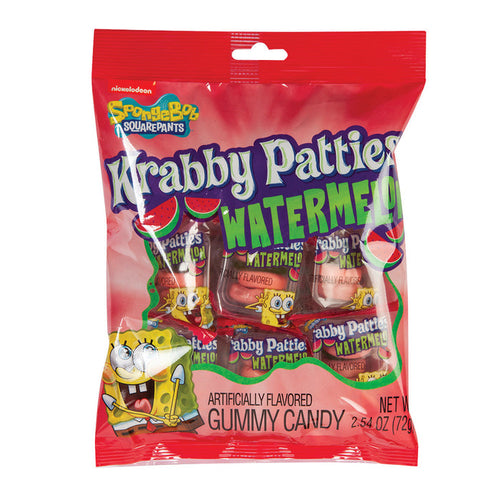 Krabby Patties Watermelon Gummy Candy Peg Bag - 12 Count