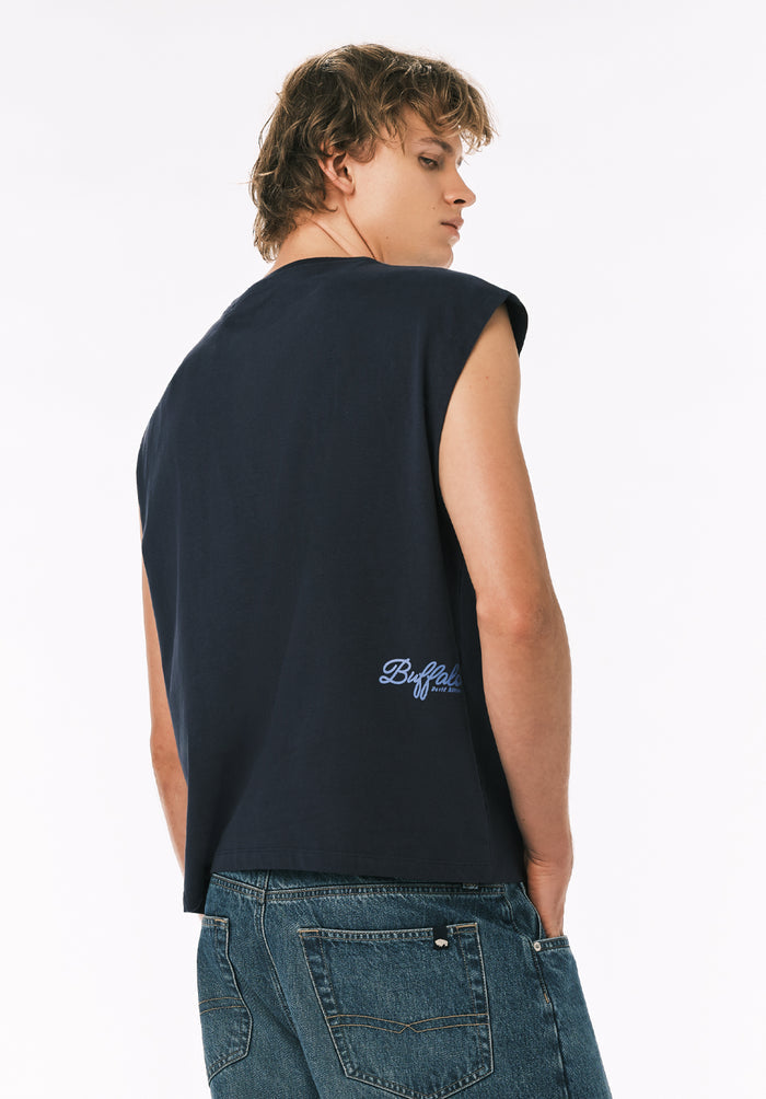 Buffalo Men Tanks Navy Knit Tanks Crew Neckline Tank