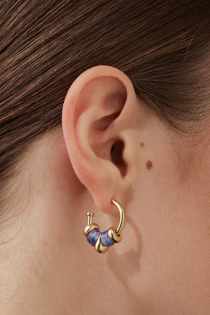 Lapis Lazuli Beaded Hoop Earrings