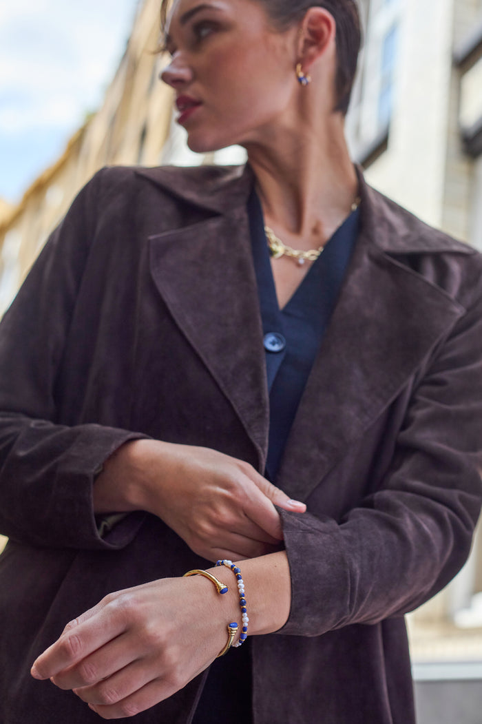 Lapis Lazuli Cabochon Open Bangle