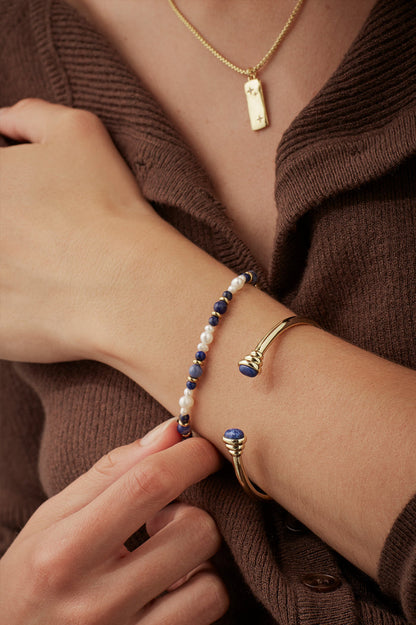Lapis Lazuli Cabochon Open Bangle