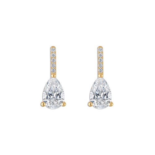 Linea Pave Pear Stud - vermeil pave bar stud earring with pear lab gemstone drop