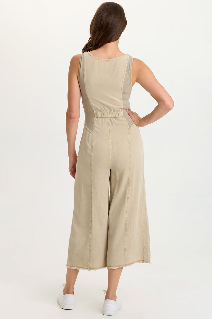 Wearables Linette Twill Zip-Up V-Neck Jumpsuit