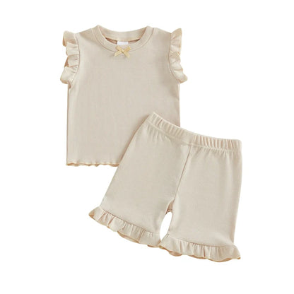 LITTLE BOWTIE Ribbed Ruffle Outfit