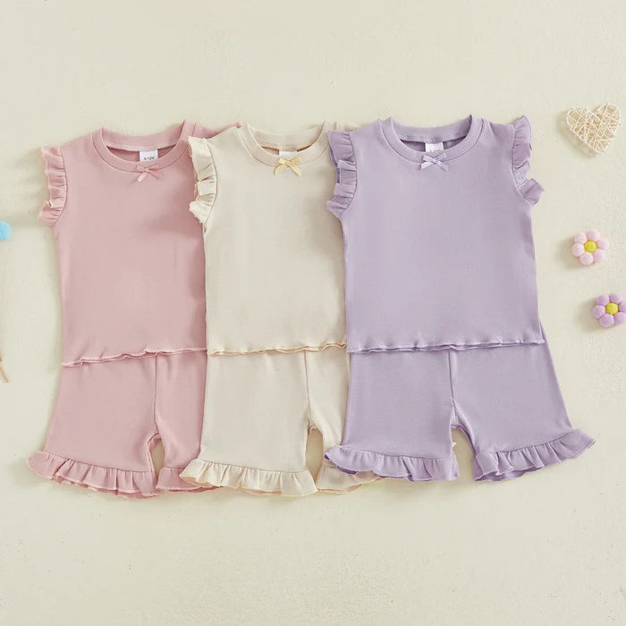 LITTLE BOWTIE Ribbed Ruffle Outfit