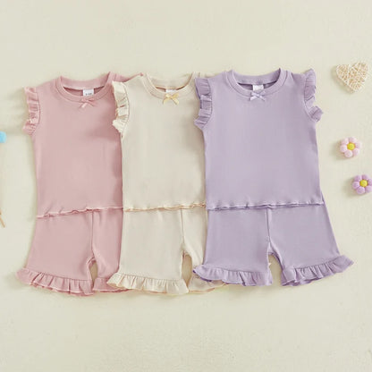 LITTLE BOWTIE Ribbed Ruffle Outfit