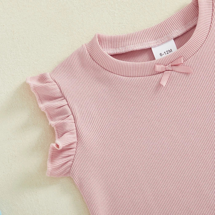 LITTLE BOWTIE Ribbed Ruffle Outfit