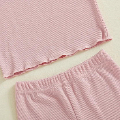 LITTLE BOWTIE Ribbed Ruffle Outfit