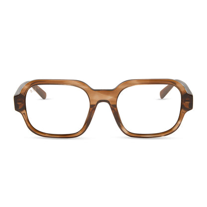aspyn ovard x diff eyewear featuring the lola square prescription glasses with a tortoise frame front view