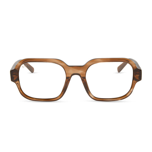 aspyn ovard x diff eyewear featuring the lola square prescription glasses with a tortoise frame front view