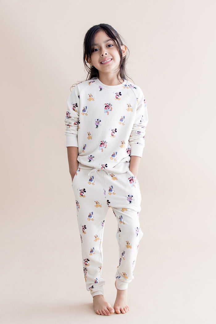 Young girl in mickey and friends bamboo cotton jogger set
