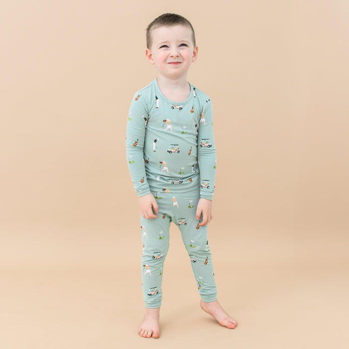 Toddler wearing Long Sleeve Pajamas in Golf