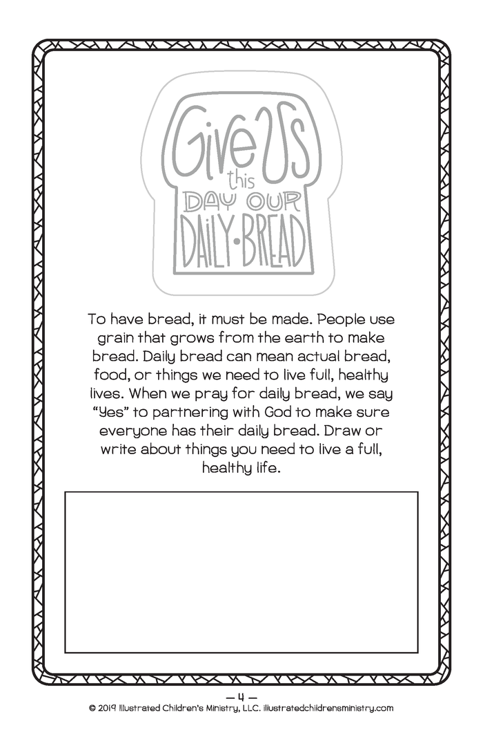 Page from the Lord's Prayer prayer booklet