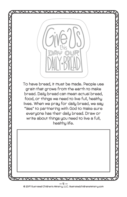 Page from the Lord's Prayer prayer booklet