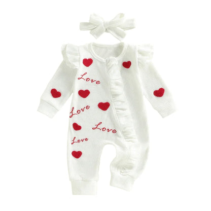 LOVE Ruffle Waffle Knit Jumpsuit