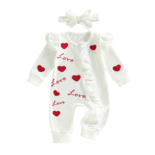 LOVE Ruffle Waffle Knit Jumpsuit
