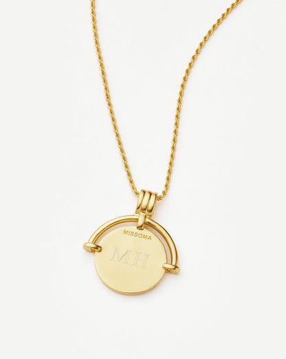 Lucy Williams Medium Engravable Roman Arc Coin Necklace | 18k Gold Plated Necklaces Missoma