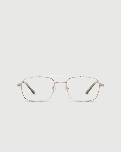 White Gold::Magnus Eyeglasses pilot gold metal front