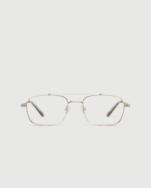 White Gold::Magnus Eyeglasses pilot gold metal front