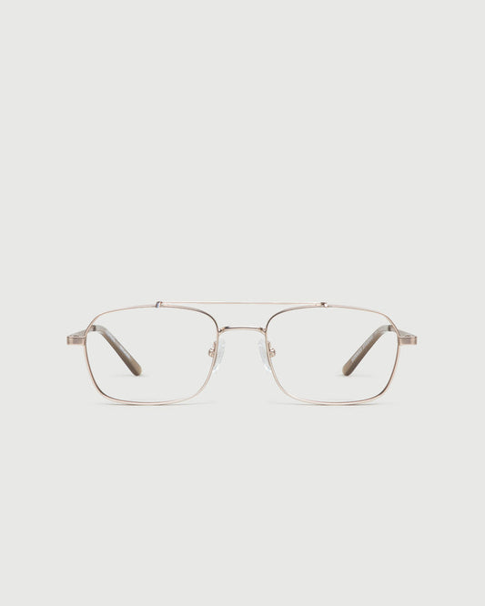 White Gold::Magnus Eyeglasses pilot gold metal front