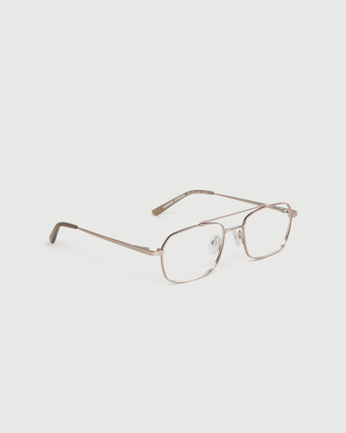 White Gold::Magnus Eyeglasses pilot gold metal front diagonal