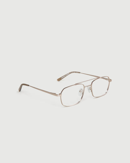 White Gold::Magnus Eyeglasses pilot gold metal front diagonal