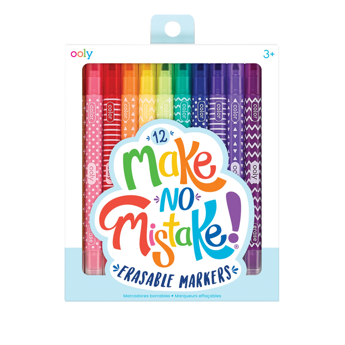 Front of packaging of OOLY Make No Mistake! Erasable Markers