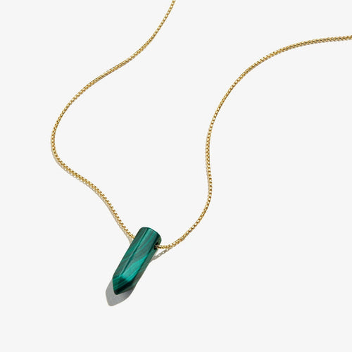 Malachite Gemstone Necklace, 14kt Gold over .925 Sterling Silver, Alex and Ani