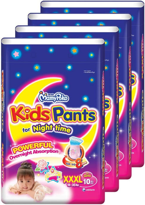 MamyPoko Kids Girls Pants Baby Diapers XXXL 18to35kg 10 Pcs X 4 Packs Carton