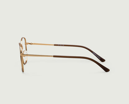 Coffee::Marcel Eyeglasses square brown metal side