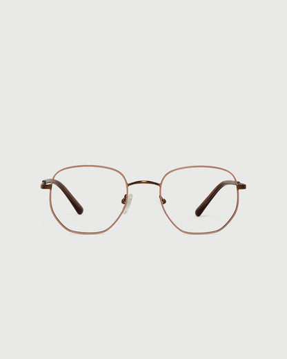 Henna::Marcel Eyeglasses square brown metal front