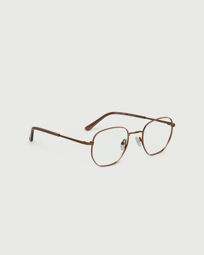 Henna::Marcel Eyeglasses square brown metal front diagonal