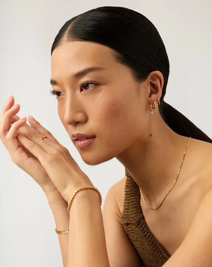 March Birthstone Mini Charm Hoop Earrings | 18ct Gold Vermeil/Milky Aquamarine Earrings Missoma