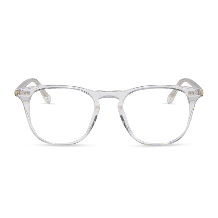 diff eyewear featuring the maxwell square prescription glasses with a clear crystal frame front view