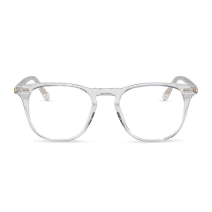 diff eyewear featuring the maxwell square prescription glasses with a clear crystal frame front view