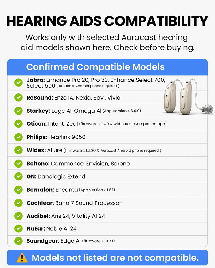 MediaCast compatibility guide for Auracast hearing aids