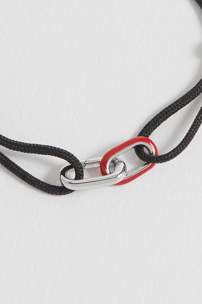 Men's Black and Red Double Link Carabiner Cord Bracelet