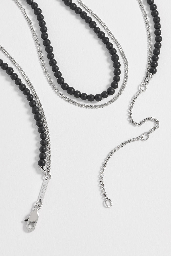 Men's Black Onyx Double Necklace